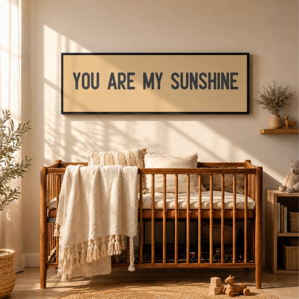 You Are My Sunshine Print | Boho Nursery Sign, Sunshine Wall Art, Wood Framed Sign - Lumberwave Creations