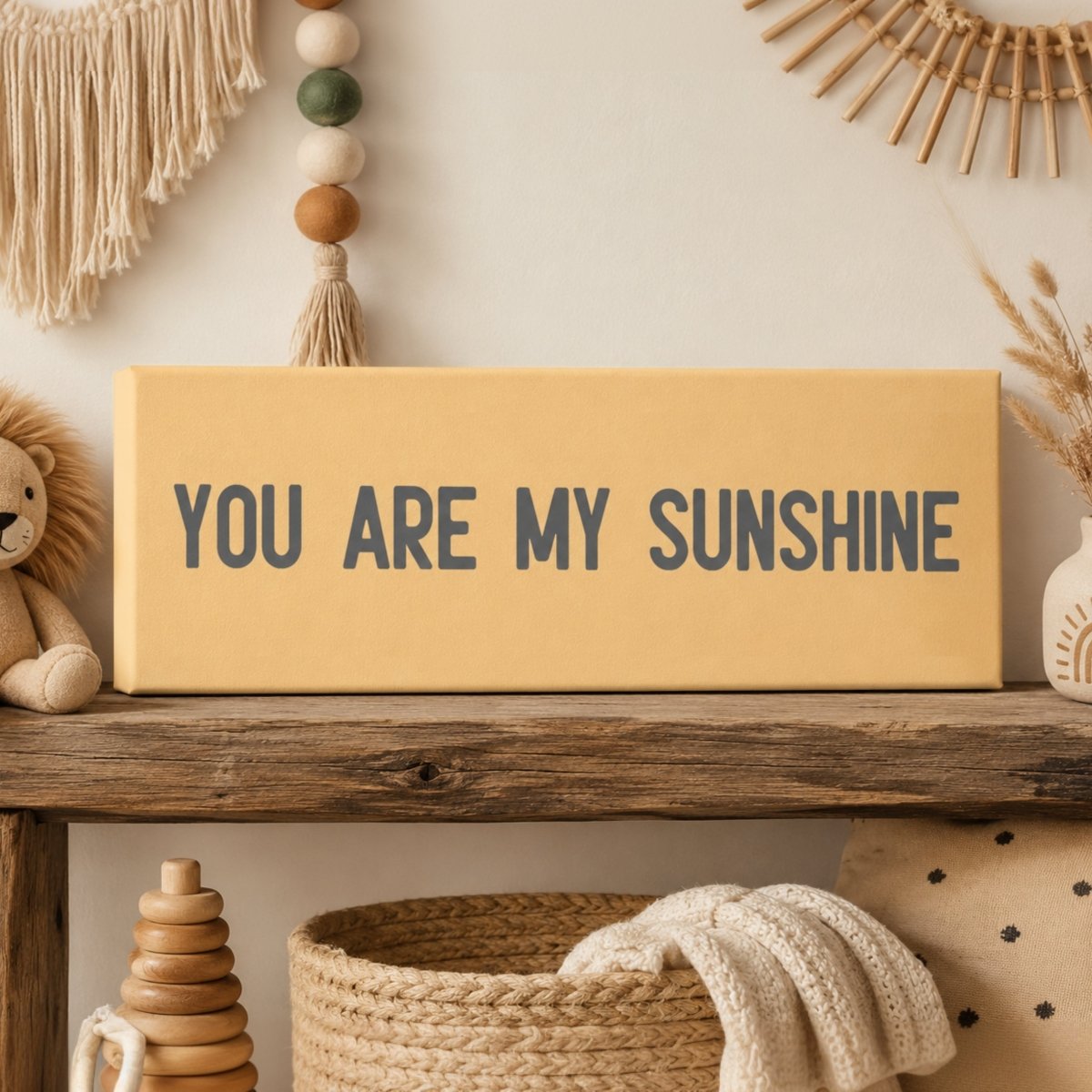 You Are My Sunshine Sign | Boho Nursery Wall Decor | Neutral Kids Room Art - Lumberwave Creations